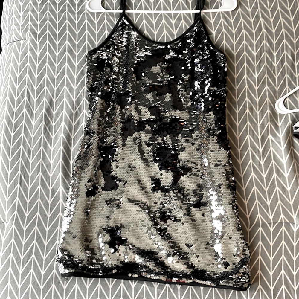 Silver sequin mini dress size medium
